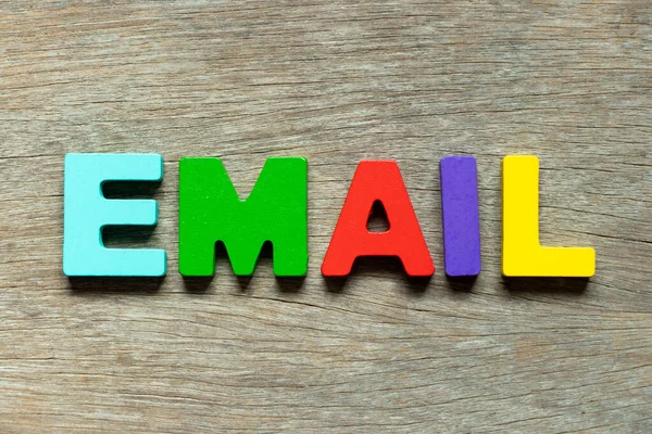 Lettera Alfabeto Colore Email Parola Sfondo Legno — Foto Stock