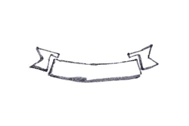 Beyaz kağıda şerit pankartın siyah suluboya el çizimi