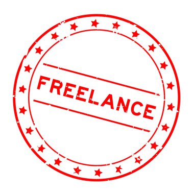 Grunge red freelance word round seal stamp on white background