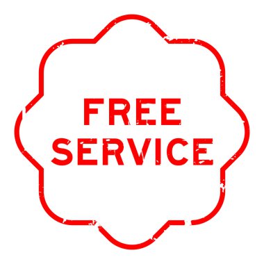 Grunge red free service word square rubber seal stamp on white background