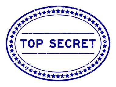 Grunge mavi çok gizli kelime oval mühür beyaz arka planda