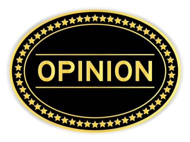 Siyah ve altın rengi oval etiket beyaz arka planda kelime görüşlü