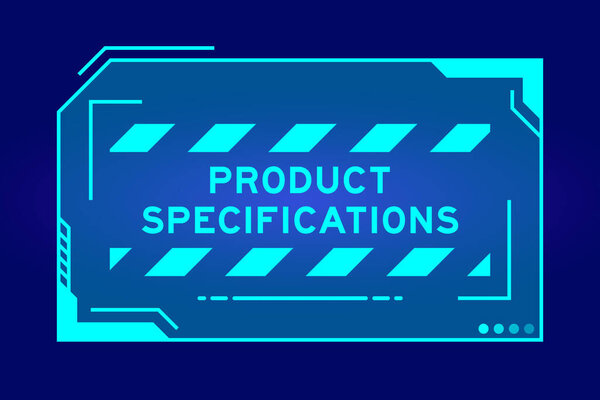 Синий цвет футуристического баннера с описанием продукта на экране пользовательского интерфейса на чёрном фоне