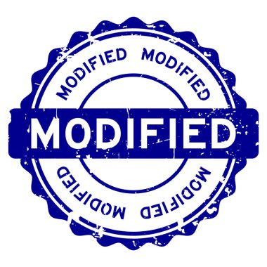 Grunge mavi kelime yuvarlak lastik mühür beyaz arka planda