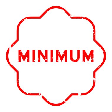 Beyaz arkaplanda Grunge kırmızı minimum kelime kare lastik mühür