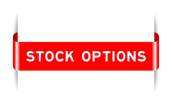 Красный цвет вставлен этикетка баннер с опциями акции слова на белом фоне