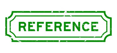 Grunge yeşil referans kelime beyaz arka planda lastik mühür