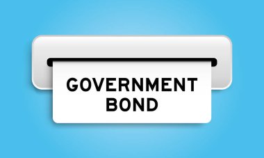 Mavi arka plandaki makineden devlet tahvili sözcüğü içeren beyaz kupon pankartı