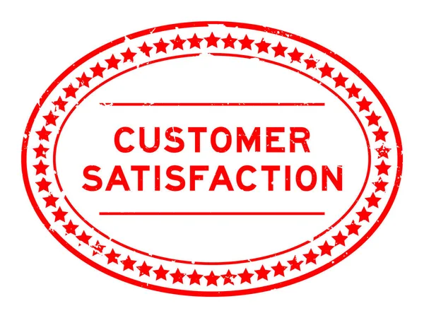 Grunge kırmızı müşteri memnuniyeti sözcüğü oval lastik mühür beyaz arka planda