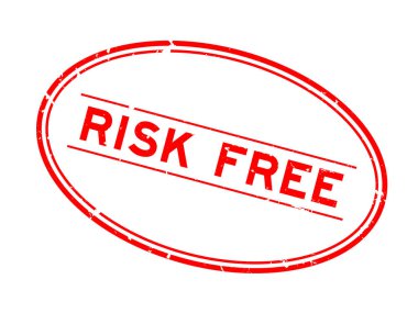 Grunge kırmızı risksiz kelime oval lastik mühür beyaz arka planda