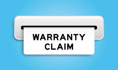 Mavi arkaplandaki makineden kelime garantisi talebi içeren beyaz kupon pankartı