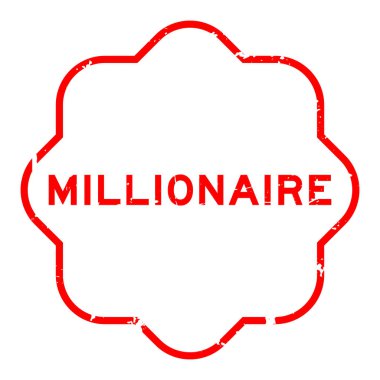 Grunge kırmızı milyoner kelime kare lastik mühür beyaz arka planda