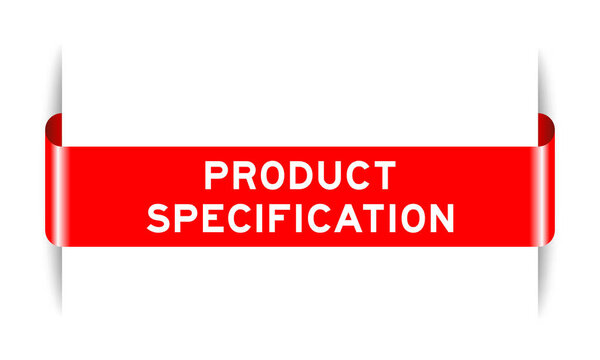 Красный цвет вставлен этикетка баннер со спецификацией продукта слова на белом фоне