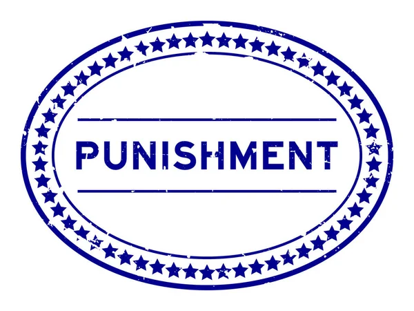 Grunge mavi ceza sözcüğü oval lastik mühür beyaz arka planda