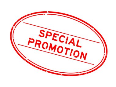 Grunge kırmızı özel tanıtım kelimesi oval lastik mühür beyaz arka planda