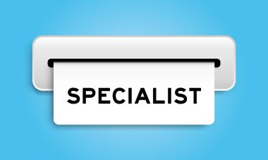 Beyaz kupon pankartı mavi arkaplandaki makineden kelime uzmanı