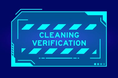 Siyah arkaplanda kullanıcı arayüzü ekranında kelime temizleme doğrulaması bulunan gelecekçi hud afişinin mavi rengi