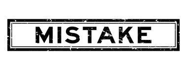 Grunge siyah hata sözcüğü beyaz arka planda kare kauçuk mühür