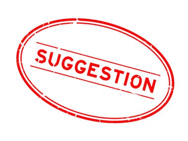 Grunge kırmızı öneri sözcüğü oval lastik mühür beyaz arka planda