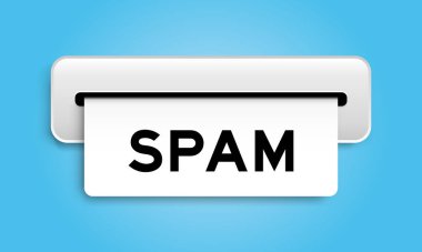 Mavi arkaplandaki makineden gelen spam ile birlikte beyaz kupon pankartı