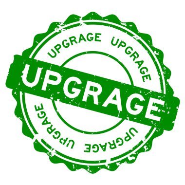 Grunge yeşil kelime güncelleme yuvarlak lastik mühür beyaz arka planda