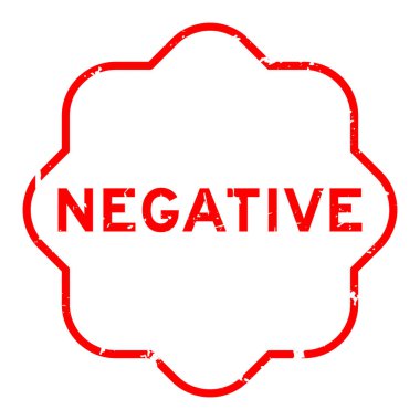 Grunge kırmızı negatif kelime kare lastik mühür beyaz arka planda