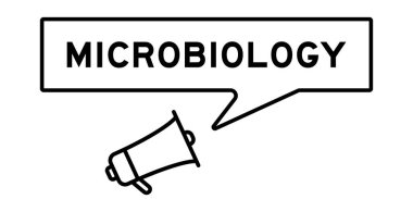 Beyaz arkaplanda mikrobiyolojide konuşma baloncuğu olan megafon simgesi