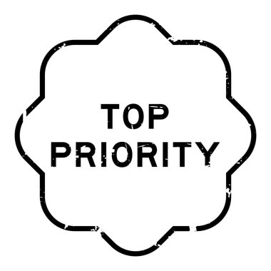 Grunge siyah öncelikli kelime beyaz arka planda lastik mühür