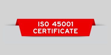 Gri arkaplanda ISO 45001 sertifikalı kırmızı renk eklendi