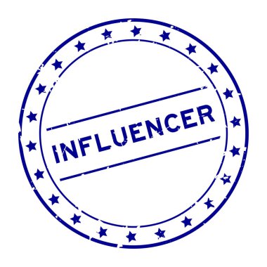 Grunge Blue etkili kelime yuvarlak lastik mühür beyaz arka planda