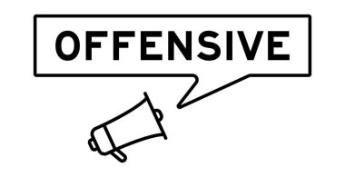 Beyaz arkaplanda kelime hakaret içeren konuşma baloncuklu megafon simgesi