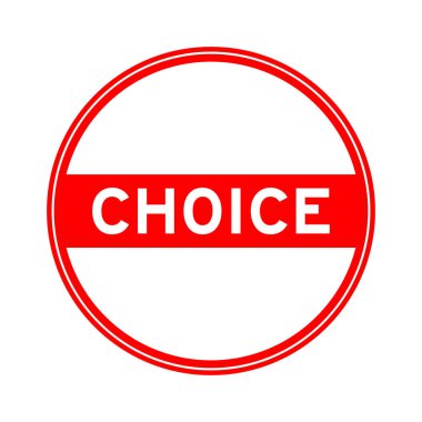 Beyaz arkaplanda kelime seçiminde kırmızı renk yuvarlak mühür etiketi