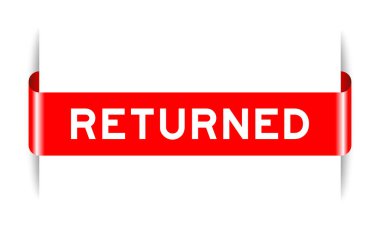 Kırmızı renk iliştirilmiş etiket pankartı beyaz arkaplanda geri döndü