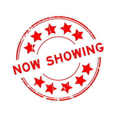 Grunge kırmızısı beyaz arkaplanda yıldız simgesi yuvarlak lastik mühür işareti ile kelime gösteriyor