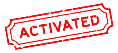 Grunge kırmızı kelime etkinleştirilmiş beyaz arka planda lastik mühür