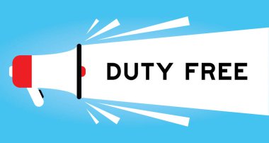 Mavi arkaplanda beyaz pankartta vergisiz sözcüğe sahip renk megafonu simgesi