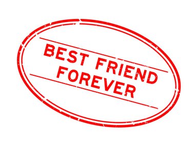 Grunge kırmızı en iyi arkadaş kelime oval lastik mühür beyaz arka planda