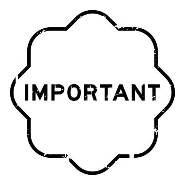 Grunge siyah önemli kelime beyaz arka planda lastik mühür