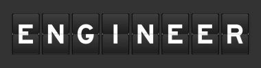 Gri arkaplanda kelime mühendisi olan siyah renk analog kapak tahtası