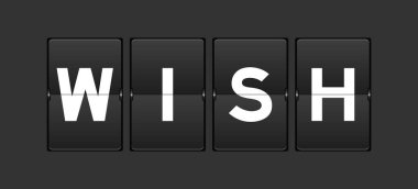 Gri arkaplanda kelime isteği olan siyah renk analog çevirme tahtası