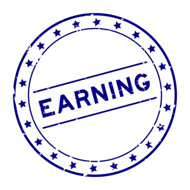 Grunge blue para kazandıran kelime yuvarlak mühür beyaz arka planda