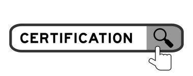 Beyaz arkaplanda büyüteç simgesini devretme ile sözcük sertifikasında arama paneli