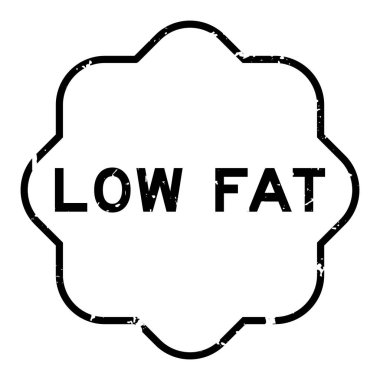 Beyaz arka planda Grunge siyah düşük yağlı kelime kare mühür