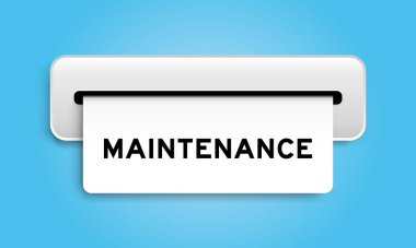 Mavi arkaplandaki makineden kelime bakımı ile birlikte beyaz kupon pankartı