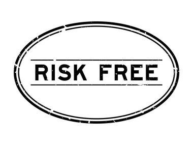 Grunge siyah risksiz kelime oval lastik mühür beyaz arka planda