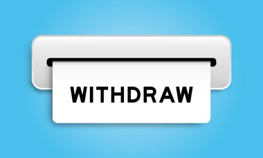 Sözcük geri çekilen beyaz kupon pankartı mavi renk arkaplan makinesinden