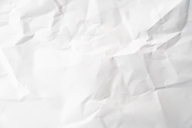 Grunge, arka planda fotokopi alanı olan beyaz renkli kağıt kırışıklığı yaptı. Dekorasyon veya katman için kullan