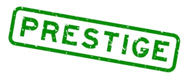 Grunge yeşil prestij kelime kare kauçuk mühür beyaz arka planda