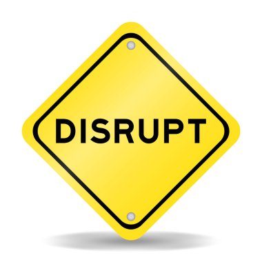 Beyaz arkaplanda kelime bozulması olan sarı renk taşıma işareti