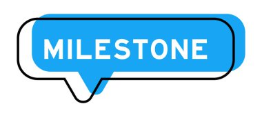 Konuşma pankartı ve mavi tonda beyaz arkaplanda kilometre taşı